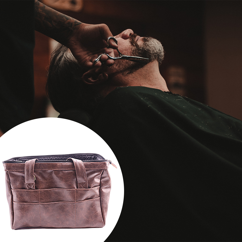 Hairdressing Handbag Large Capacity PU Beauty Tool for Salon Travel Brown
