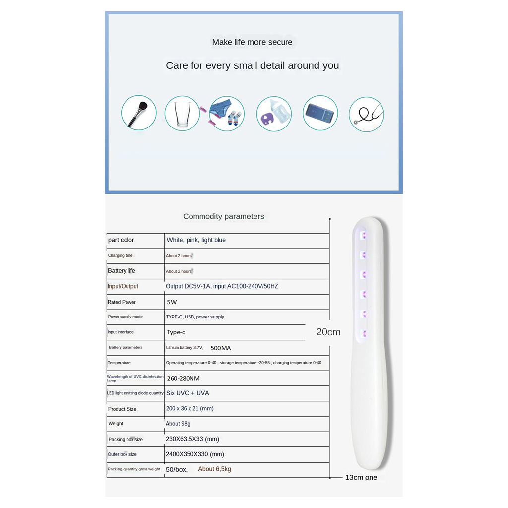 Portable LED UV UVC Disinfection Lamp Germicidal Sterilizer LED Light