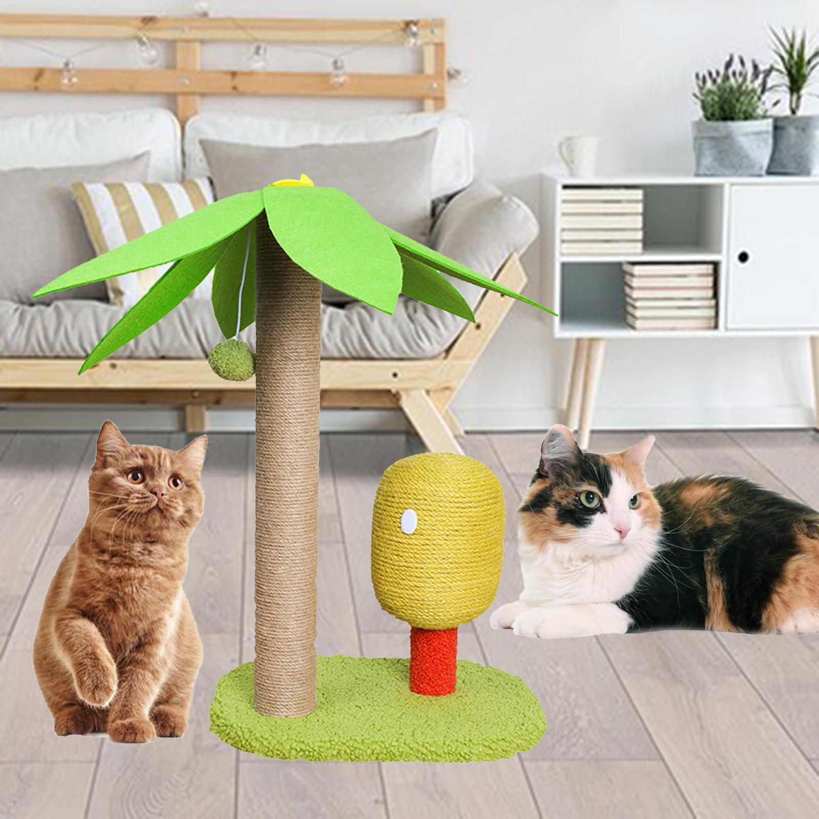 Durable Cat Scratching Post Scratcher W/ Ball Interactive Toy Coconut tree