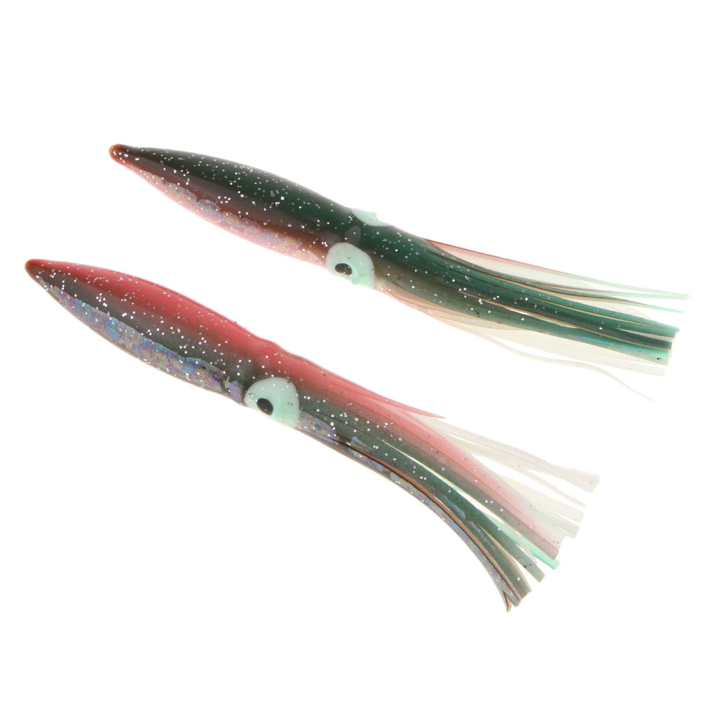 2pcs Fishing Lures Squid Octopus Skirts Lures Soft Baits Crankbaits Red
