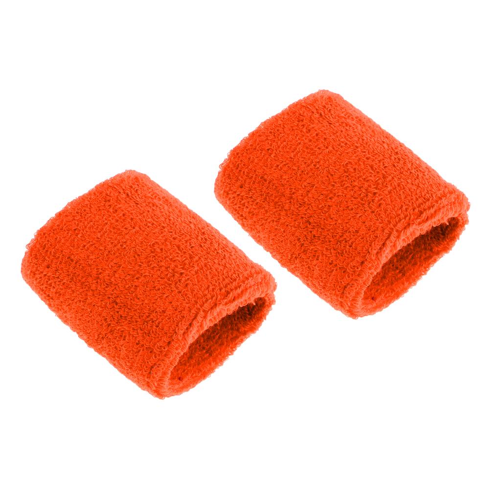 Sports Basketball Badminton Unisex Cotton Sweatbands Wristbands orange