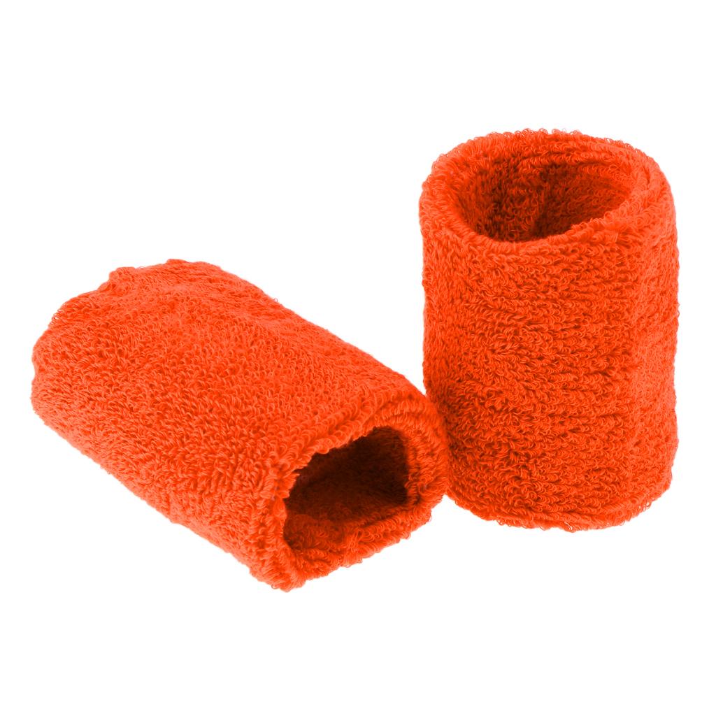 2xSports Basketball Badminton Unisex Cotton Sweatbands Wristbands orange