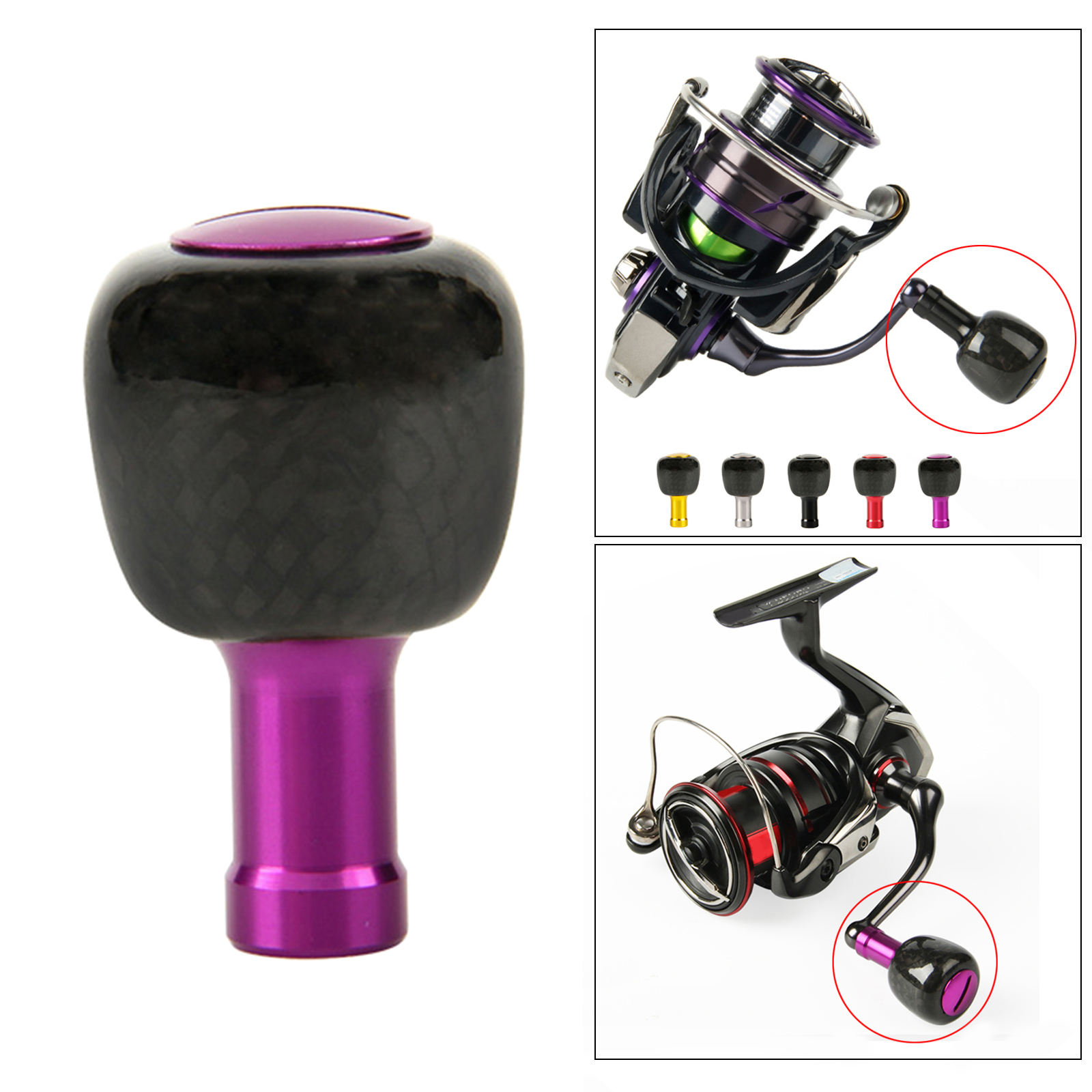 Baitcasting Fishing Reel Handle Knob for Fugeo Steez Direct 26mm Purple