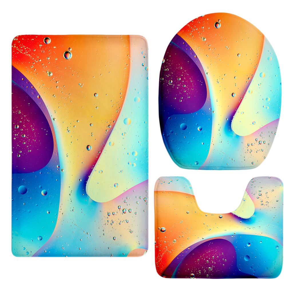 3D Scenery Non-Slip Bathroom Mat Toilet Floor Rug Set 11