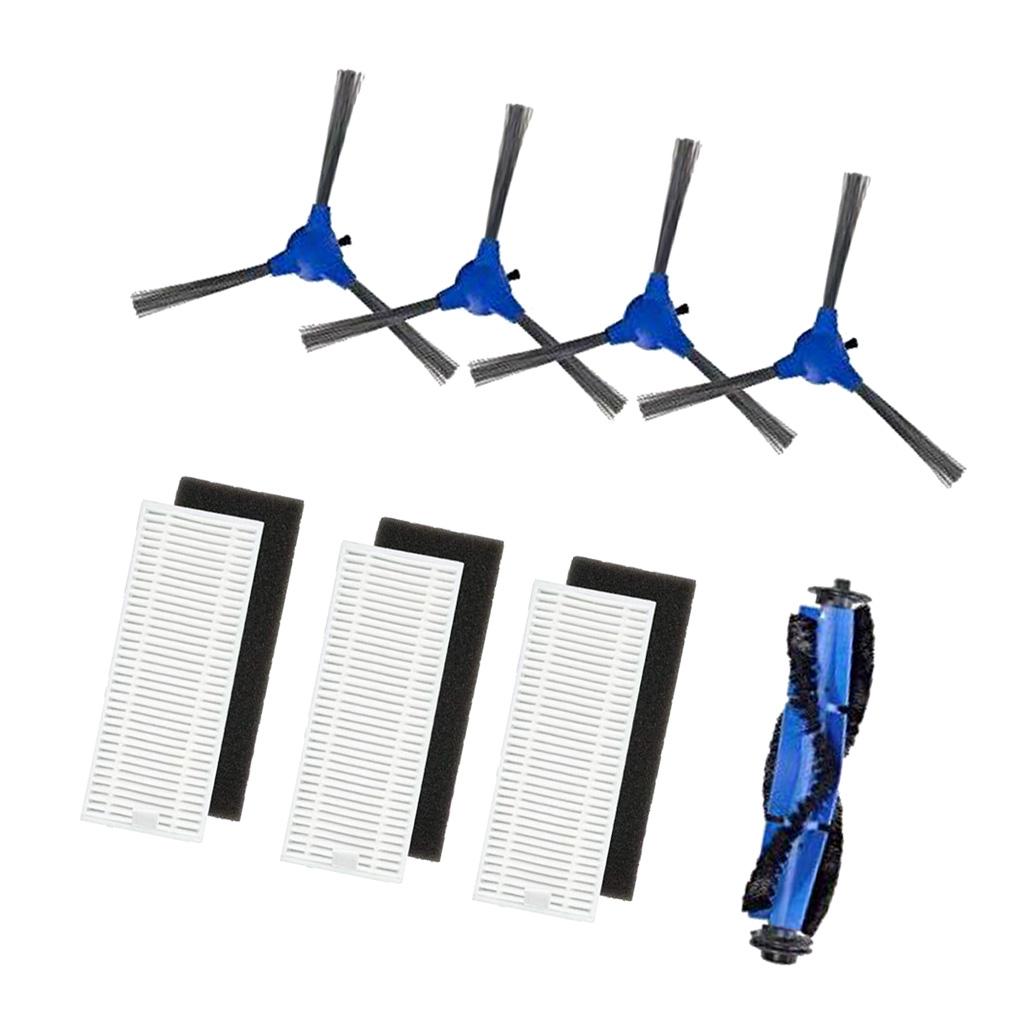 11pcs Vacuum Cleaner Relacement Part - Main Brush / Side Brushes / Filters - for Eufy Robovac 11s / 30 - Nylon, Plastic