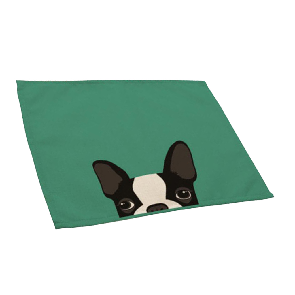 Cotton Linen Placemats Cute cat and dog print cotton Table Mats 5