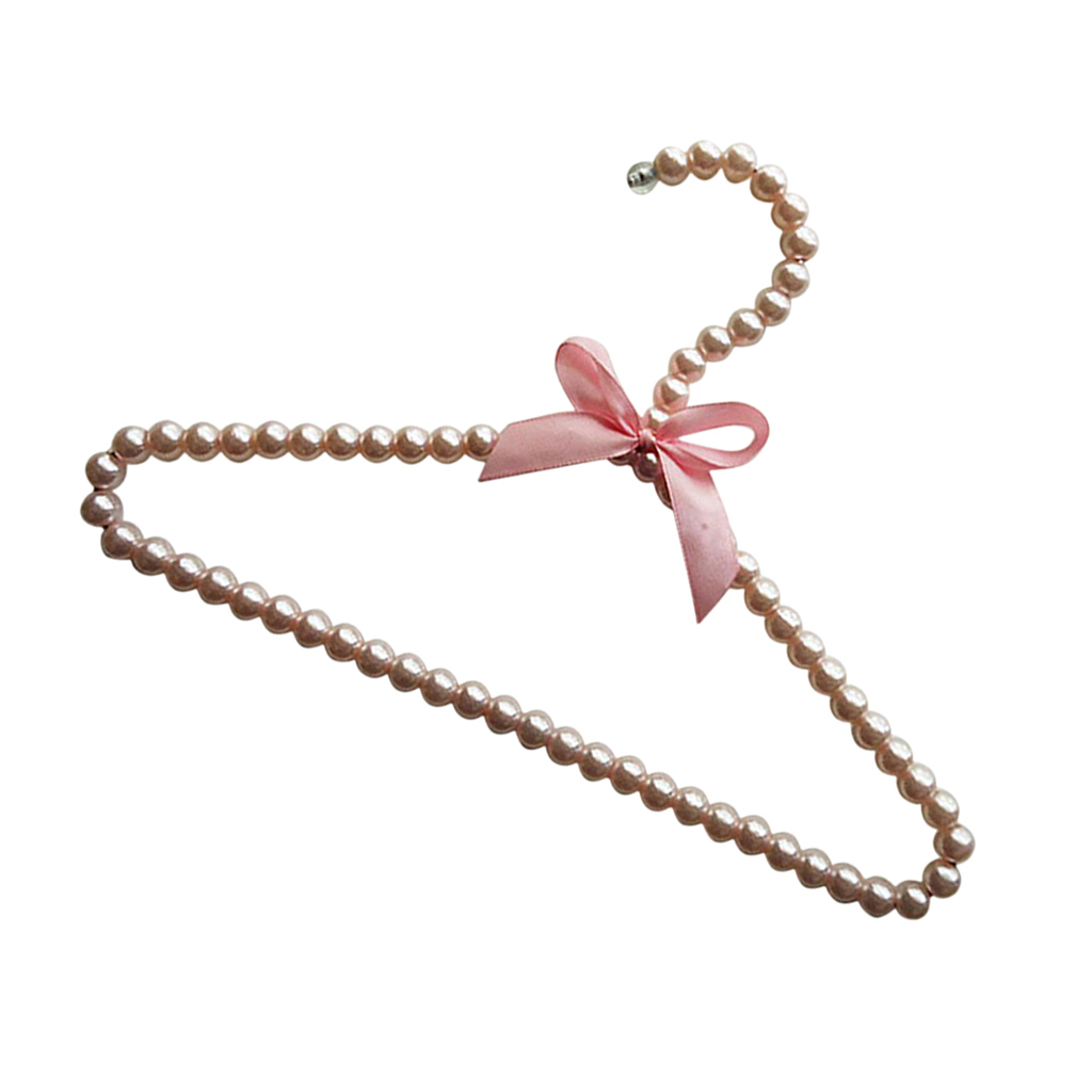 Pearl Beaded Suit Hanger Plastic Scarf Towel Clothes Hook Pink