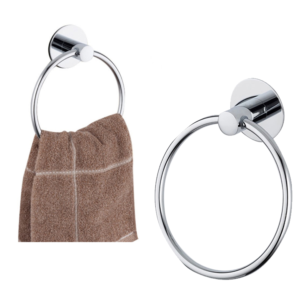 Wall-Mounted Bathroom Hand Towel Ring Hanger Polished Chrome