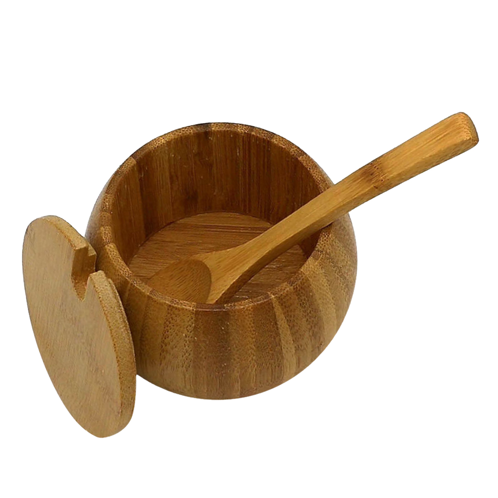 Bamboo Wood Spice Jar Sugar Bowl Condiment Storage Box