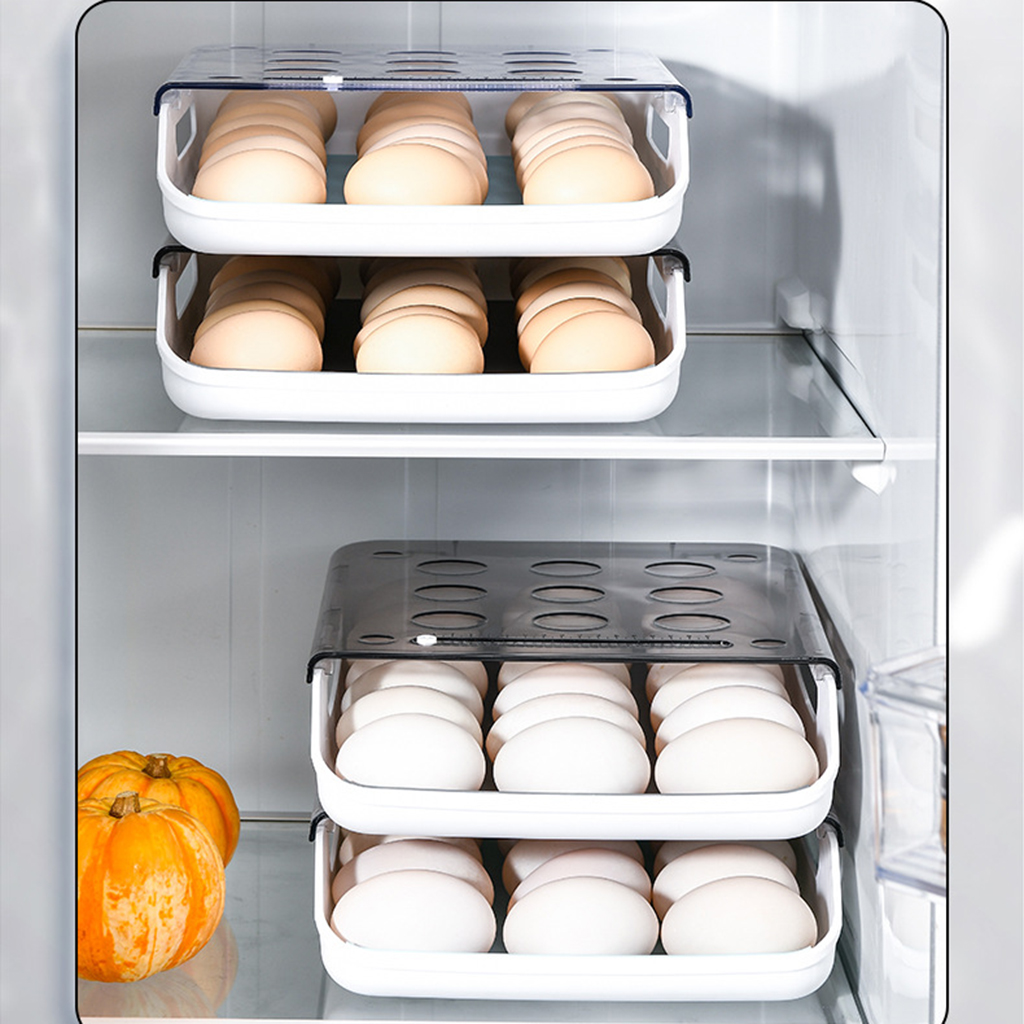 Fridge Egg Holder Freezer Egg Tray Food Container Fresh Boxes Organizer Blue