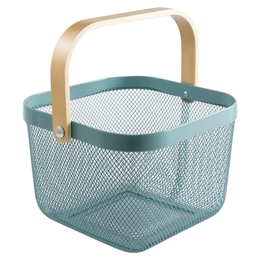 Mesh Storage Basket with Wooden Handle