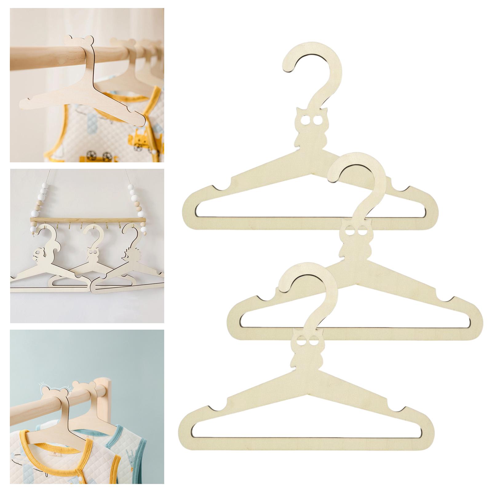 3 Pcs Baby Coat Hanger Wooden Childrens Kid Clothes Animal Hanger Owl