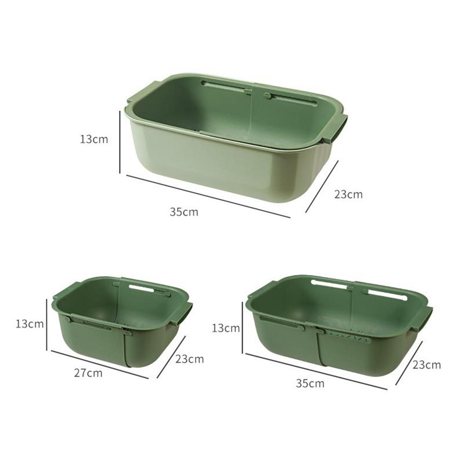 Household Telescopic Drainage Basket Adjustable Kitchen Sink Strainer Basket Green