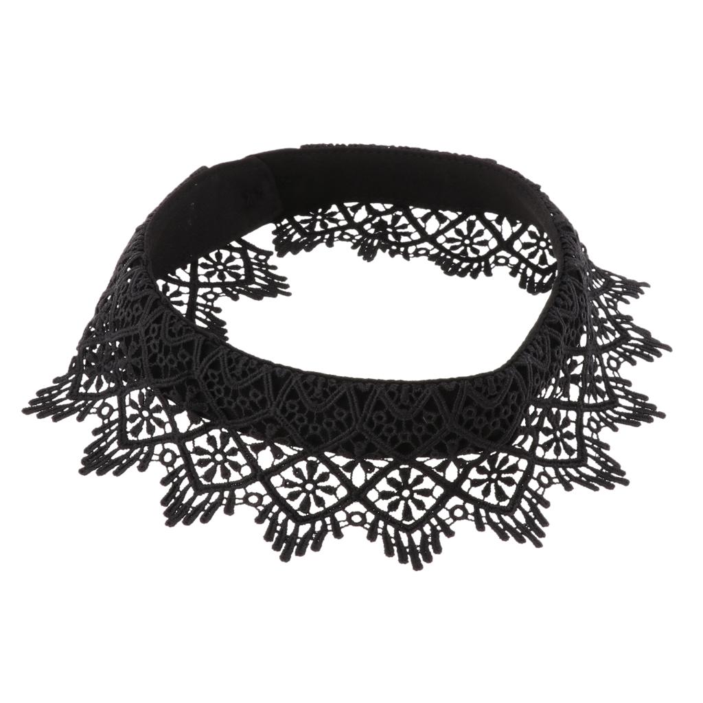 2xWomens Lace Fake Collar Detachable Half Shirt Blouse False Collar Black