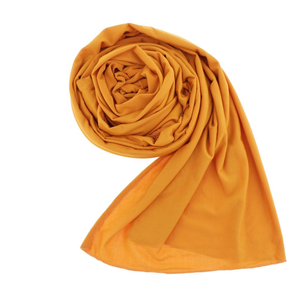 Womens Cotton Crinkle Scarve Hijab Shawl Muslim Long Wrap Scarf Yellow