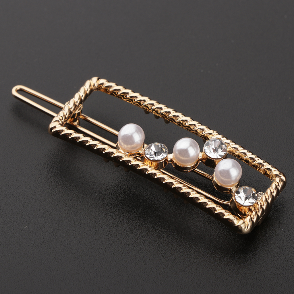 Simple Pearl Hairpin Clip Gold Hair Snap Clamp Hair Accessories Rectangle