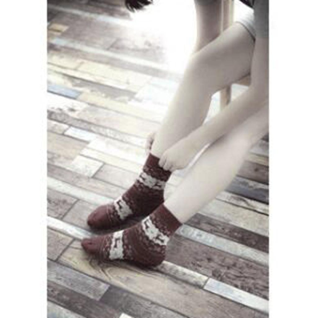 Wool Blend Cozy Crew Socks Causal Winter Christmas Ankle Socks Coffee