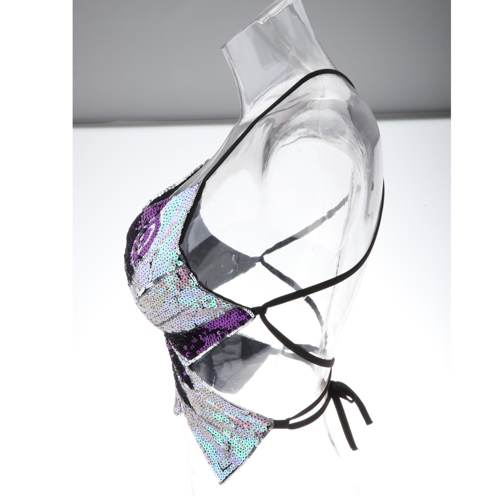 Belly Dance Bra Top Women Sequined Dance Costumes Butterfly Tops Purple