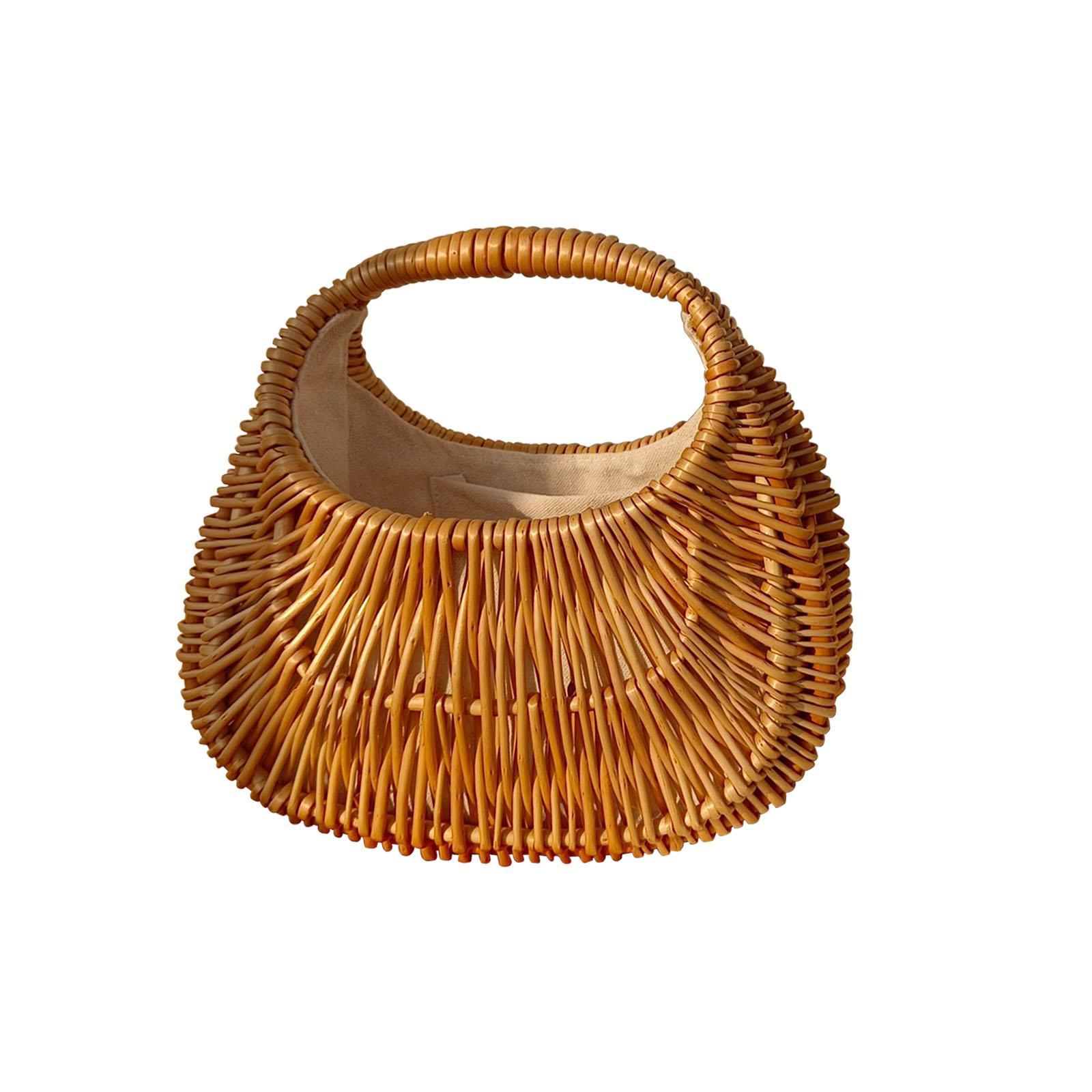 Straw Top Handle Handbag