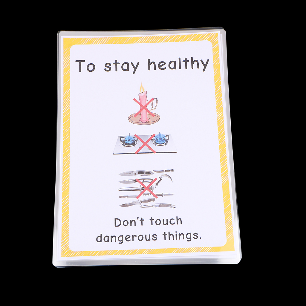 30*22cm Large Preschool Educational Sight Word Flashcards Health 12Pieces