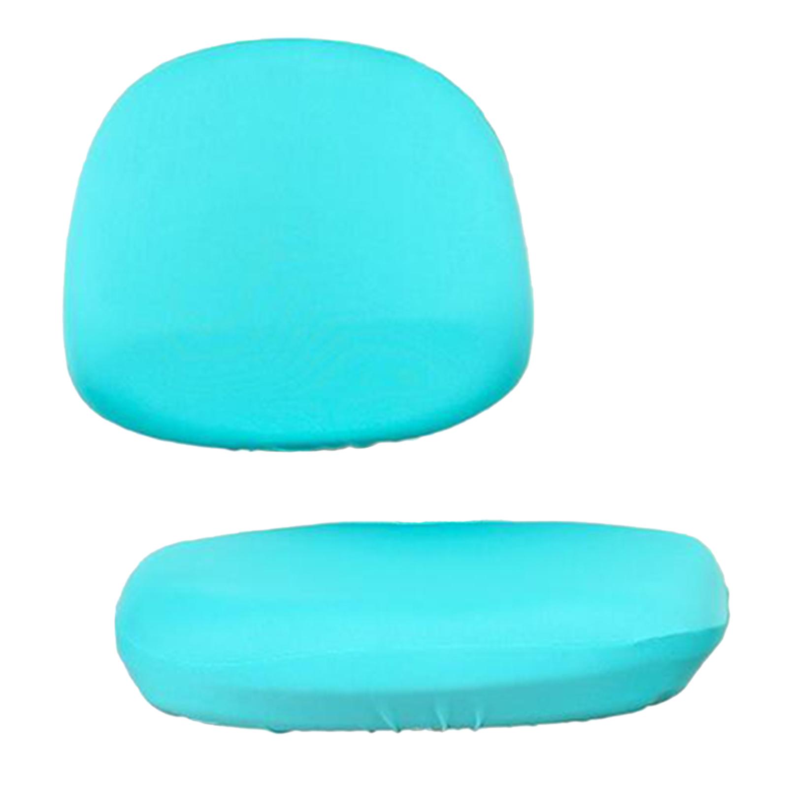 Stretch Soft Swivel Chair Slipcover Office Computer Chair Covers  Cyan