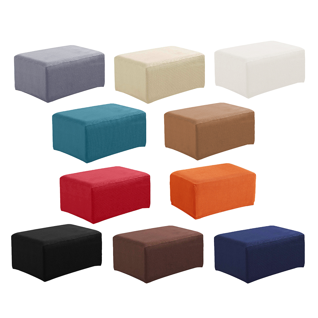 Stretch Ottoman Pouf Cover Footrest Stool Slipcover Protector White