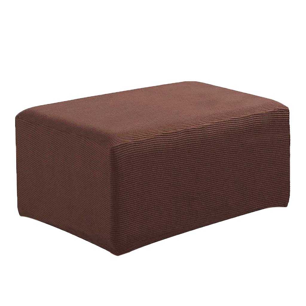 Stretch Ottoman Pouf Cover Footrest Stool Slipcover Protector a Dark Brown