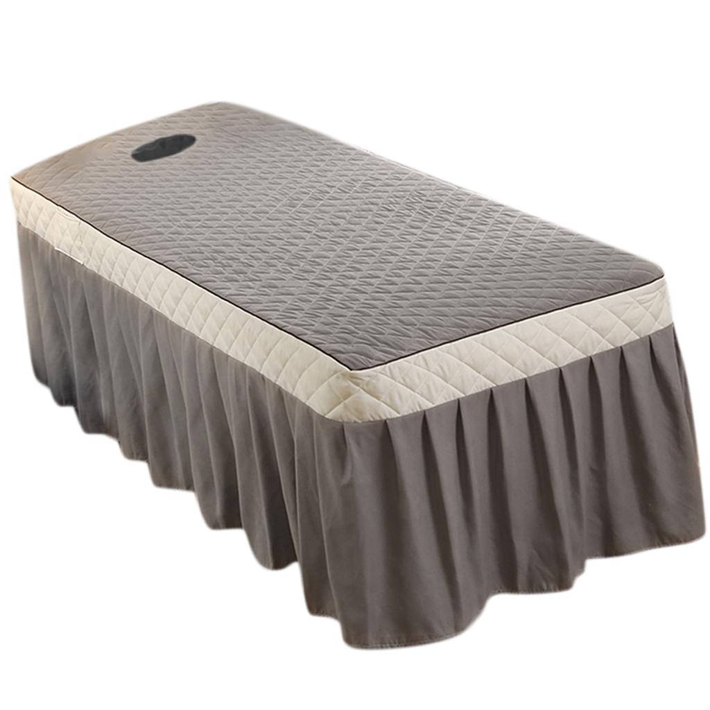 SPA Massage Table Skirt Beauty Bed Quilted Sheet with Valance Grey