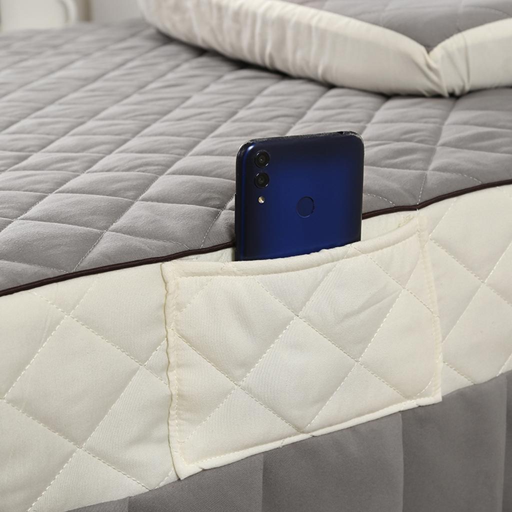 2xSPA Massage Table Skirt Beauty Bed Quilted Sheet with Valance Grey