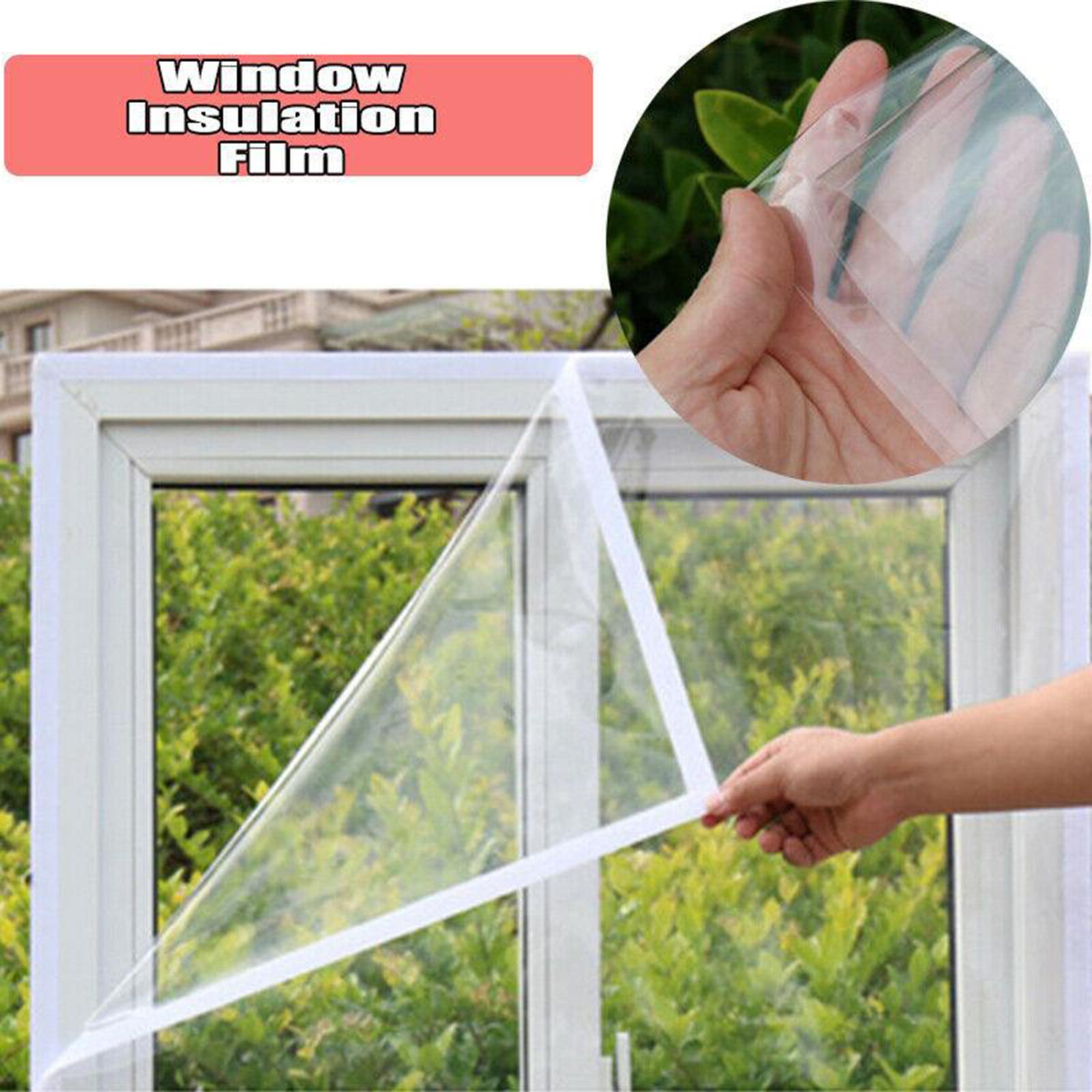 2xWinter Window Film Self-Adhesive Heat Insulation Windproof Warm 1x1m