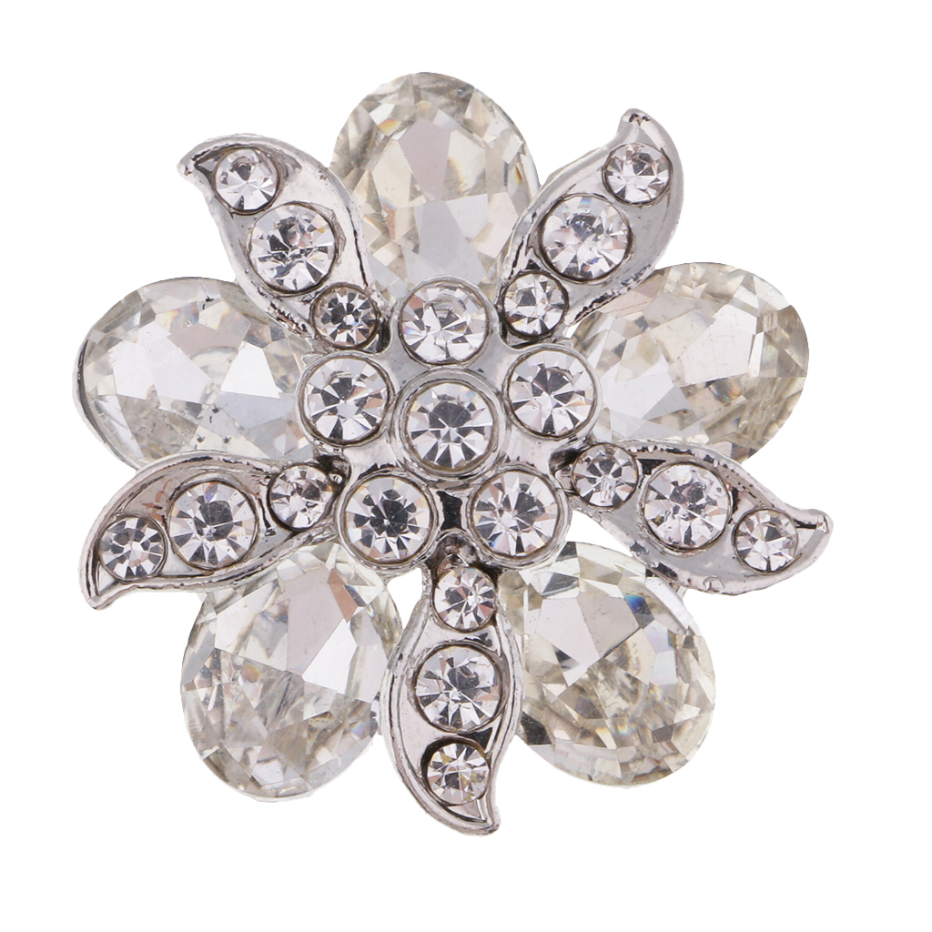 Crystal Rhinestone Lovely Flower Shank Buttons for Clothes Sewing Craft 25mm - Picture 2 of 6