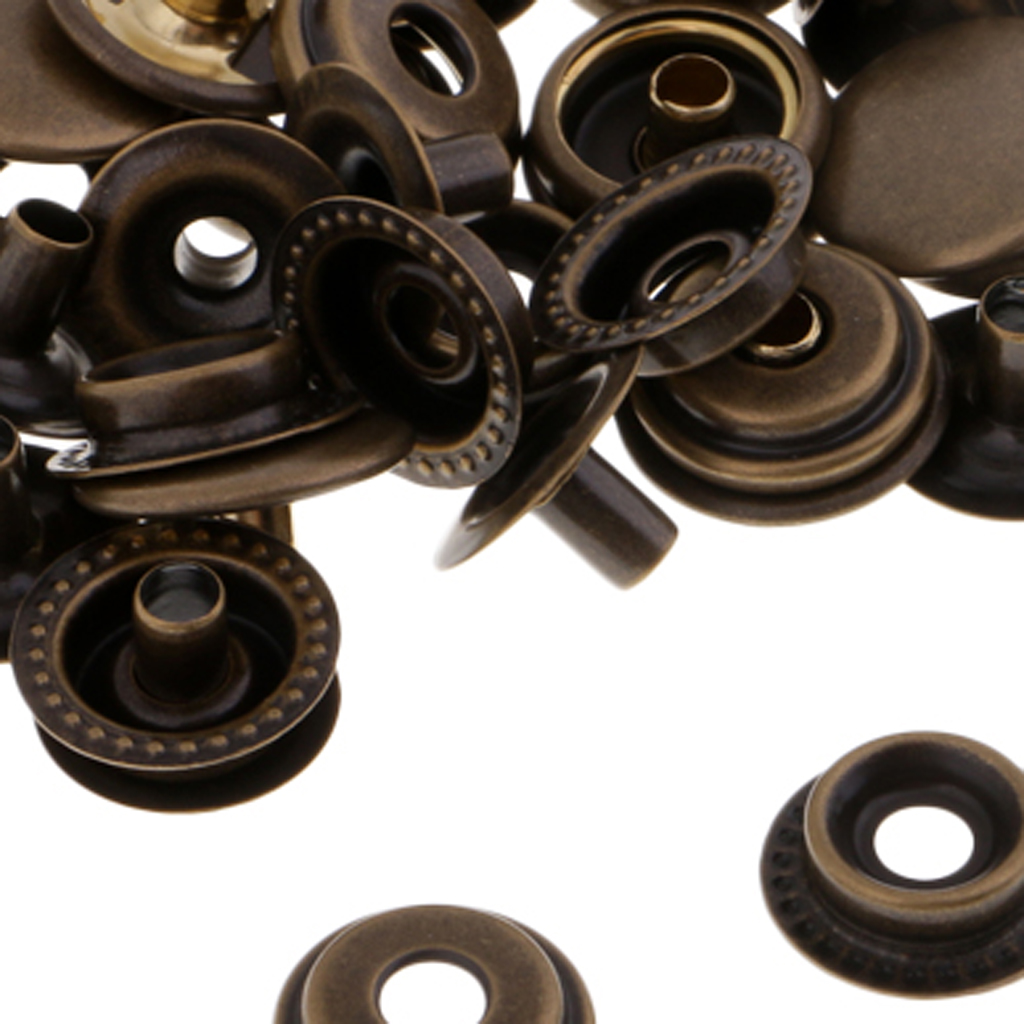 20 Sets Copper Poppers Snap Fasteners Press Stud Fastener for Leather