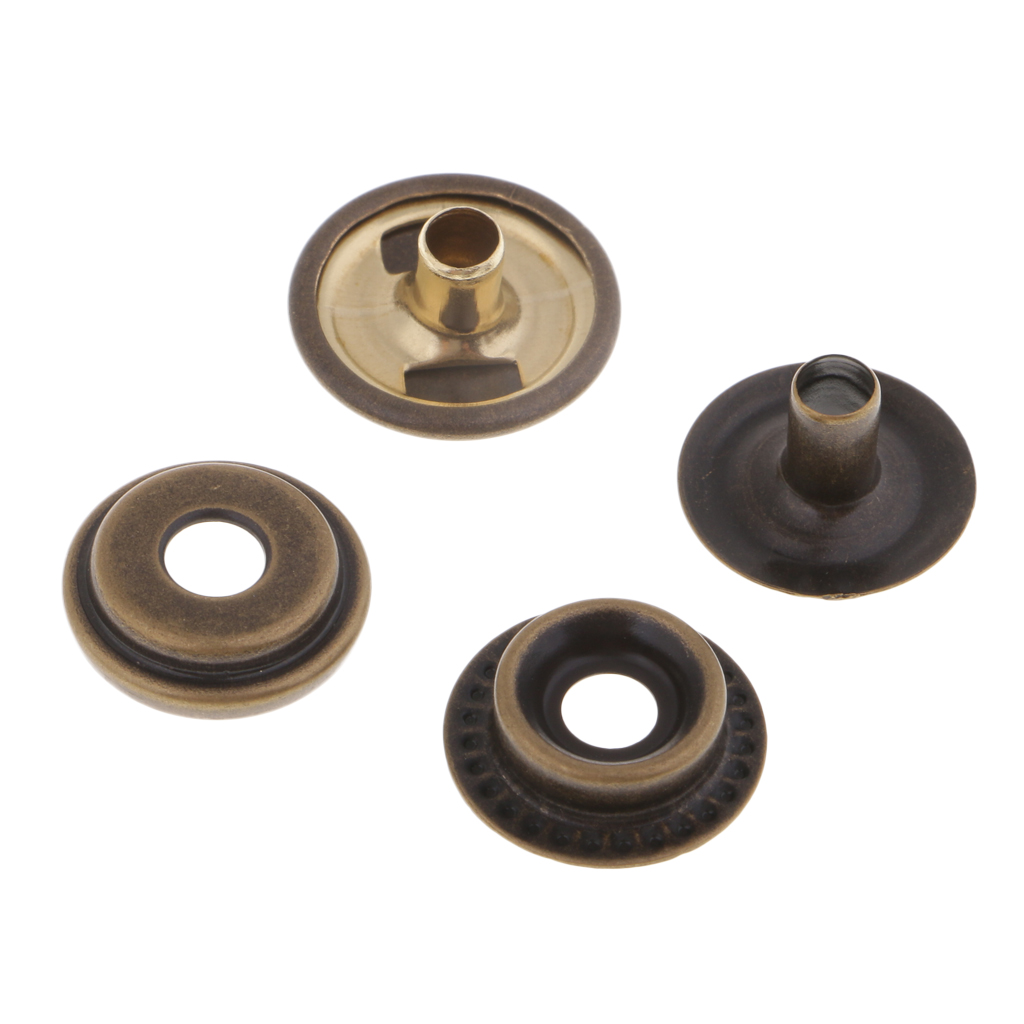20 Sets Copper Poppers Snap Fasteners Press Stud Fastener for Leather