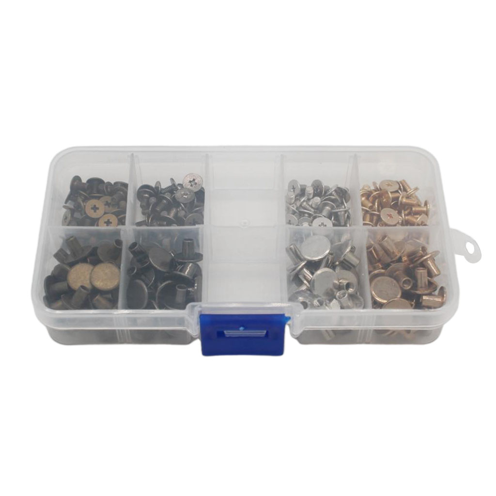 100x Asosrted Screw Rivets Studs Leathercraft Chicago Binding Screws DIY