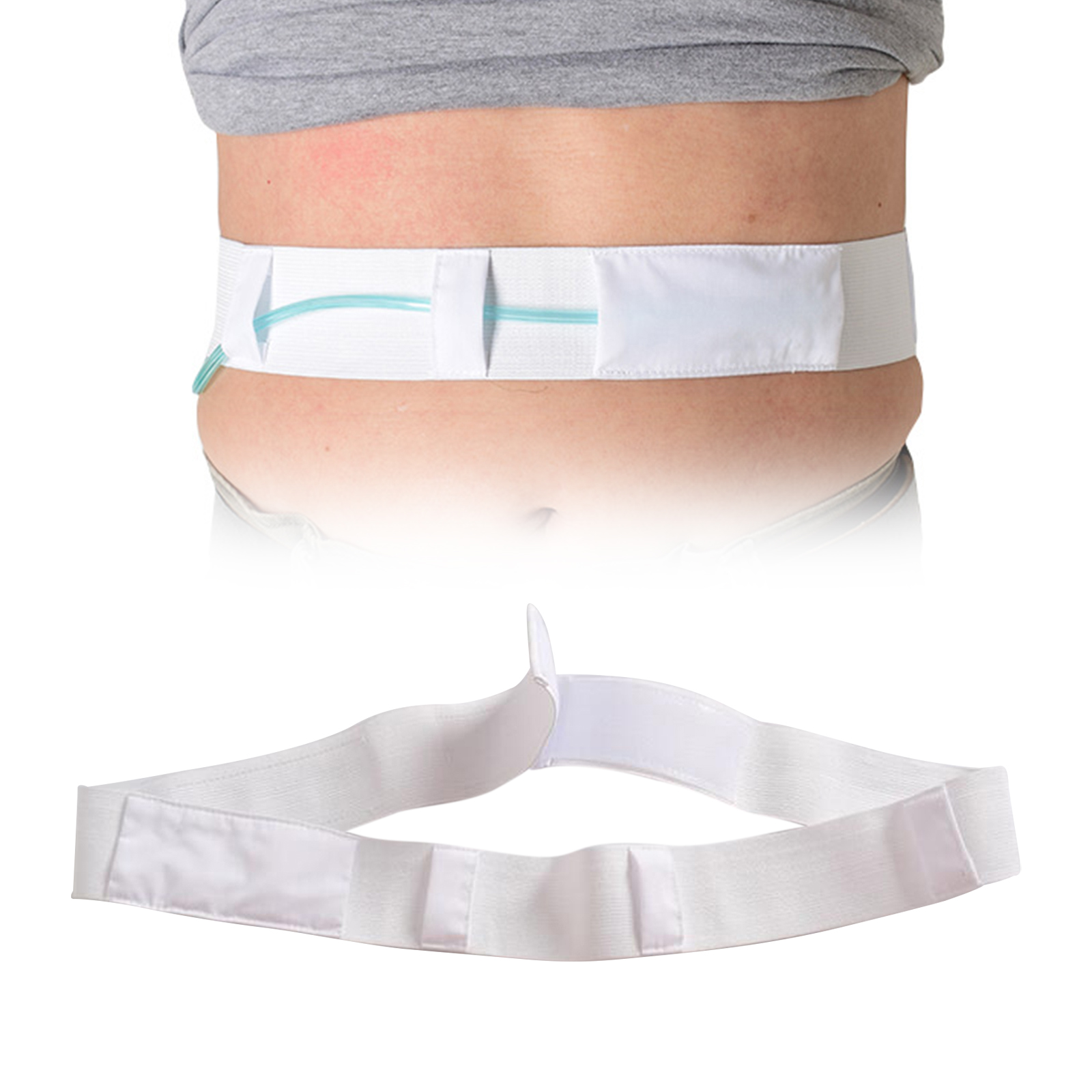 Abdominal Dialysis Belt Adjustable Soft for Peritoneal Women Men White M 