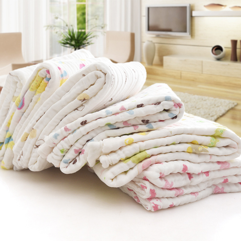 Newborn Baby Muslin Swaddle Soft Sleeping Blanket Wrap Bath Towel 110x110cm