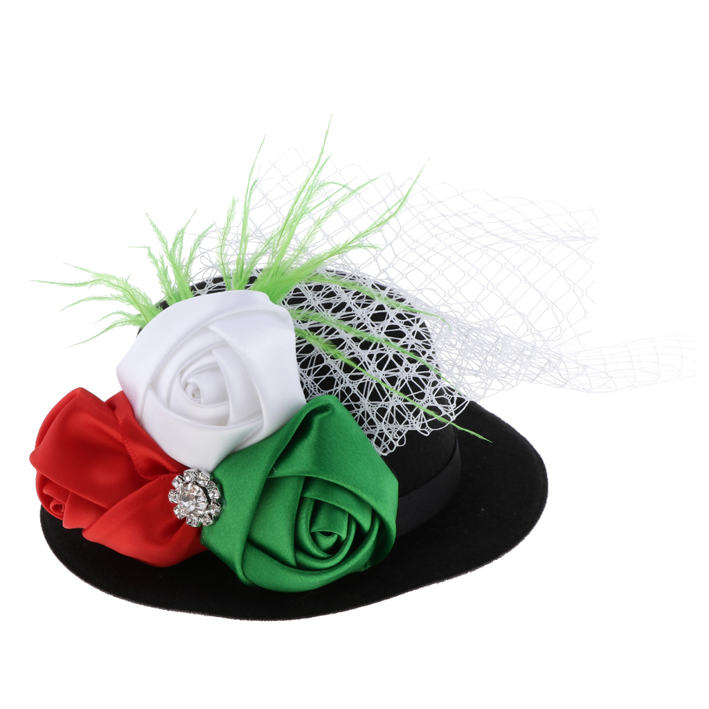 Rose Feather Hat Child Mini Top Hat Fascinator Feather Headpiece  Black