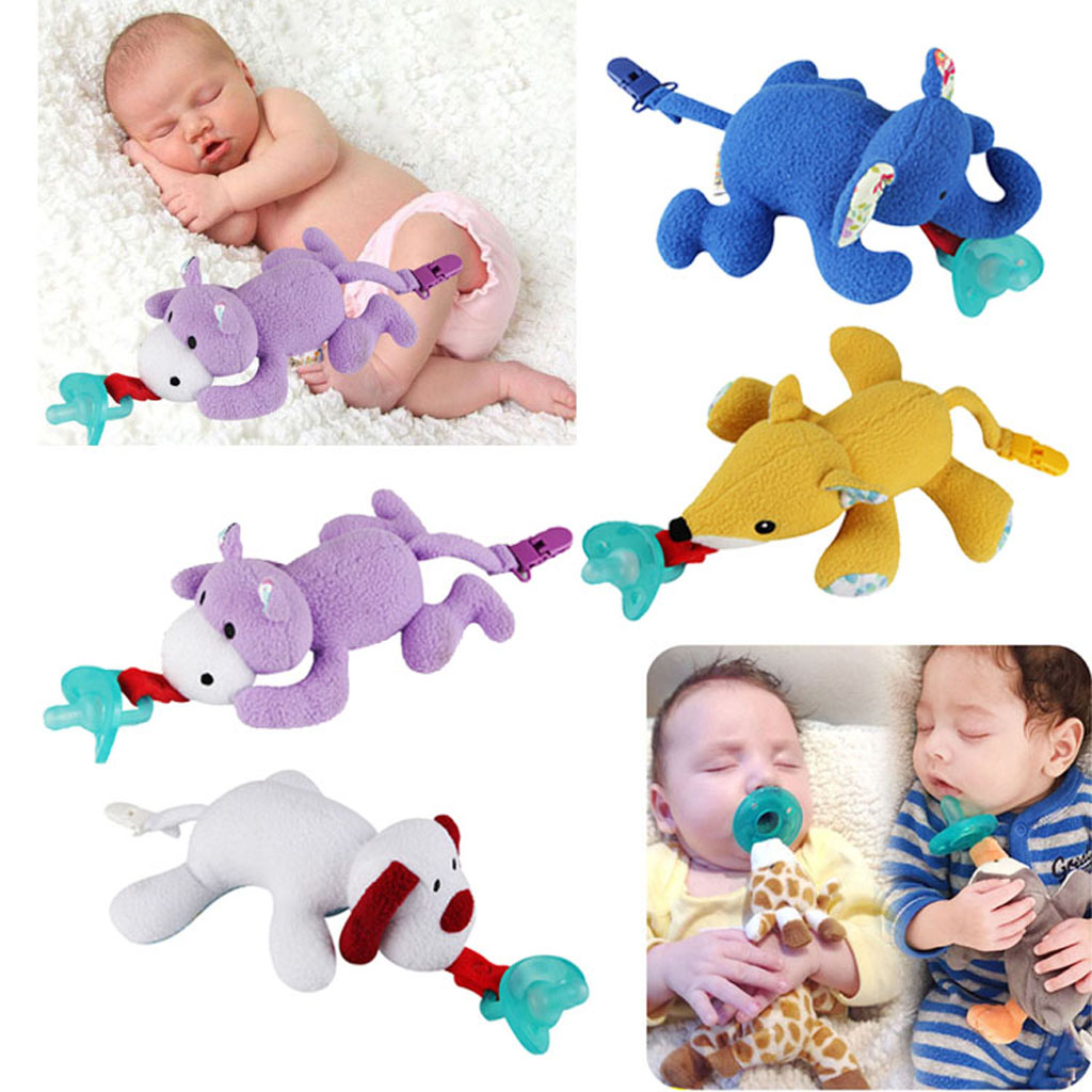 Baby-Schnuller-Halter,der entfernbare Plüsch-Tierpuppe-Spielzeug-Schnuller hängt