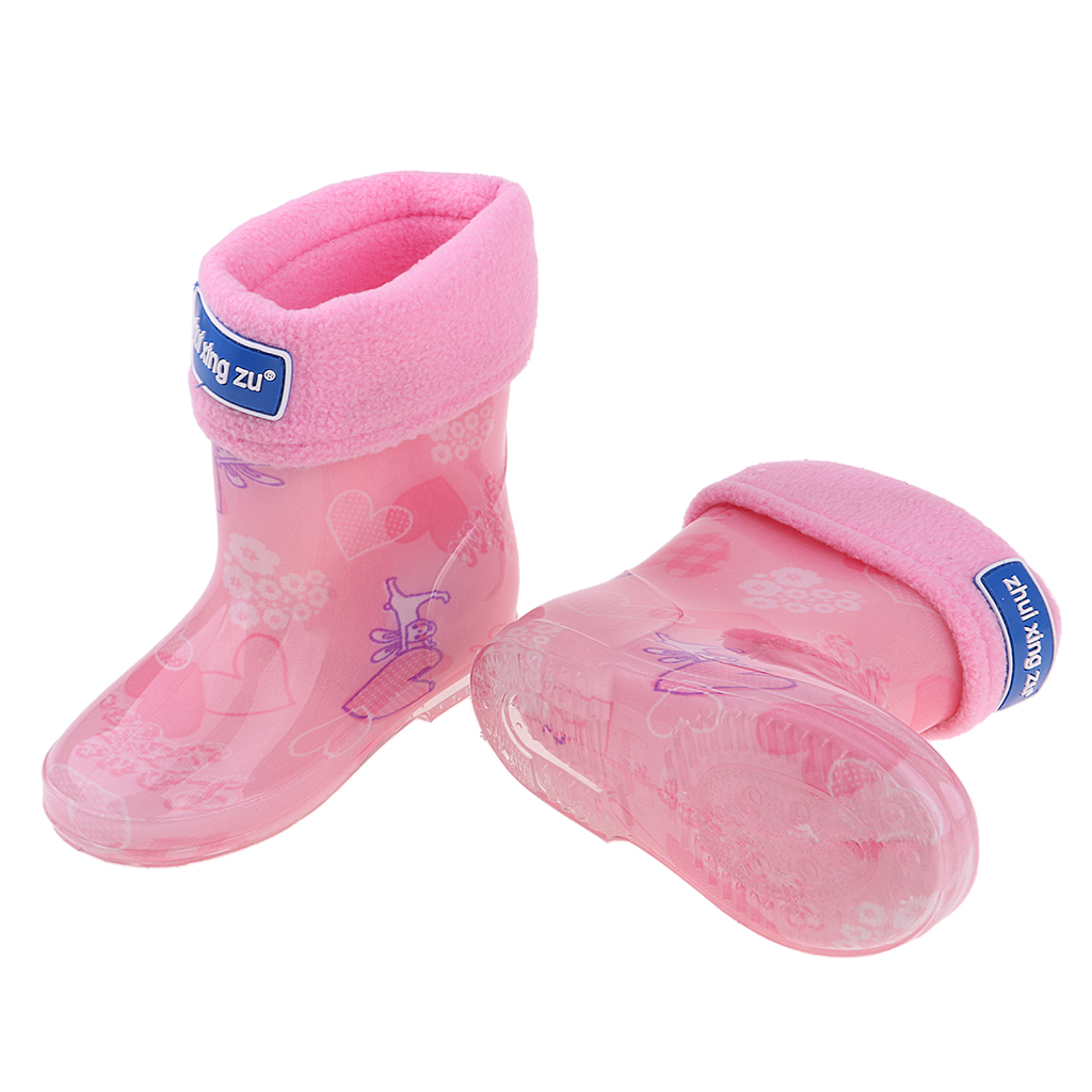 Waterproof Shoes Baby Rain Boots Kids Rain Shoes Pink Inner Length 18cm