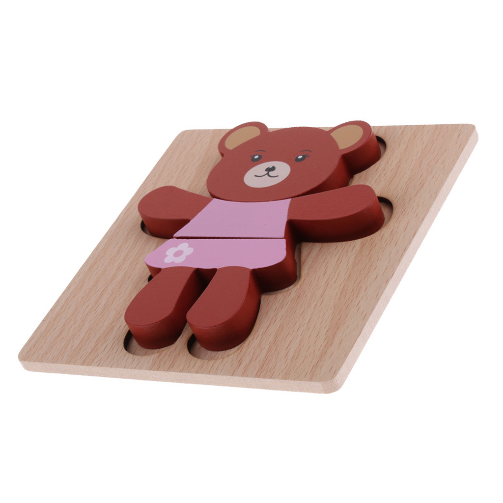 3D Animal Puzzle Children Wooden Jigsaw Puzzle Toy  Bear