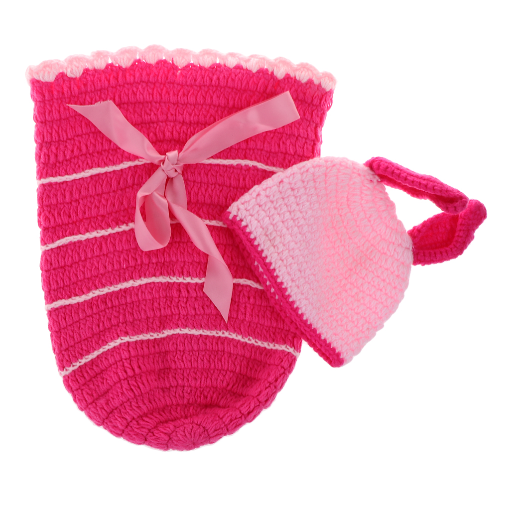 Crochet Costume Knitted Hats Outfits Newborn Photography Props Pink Rabbit