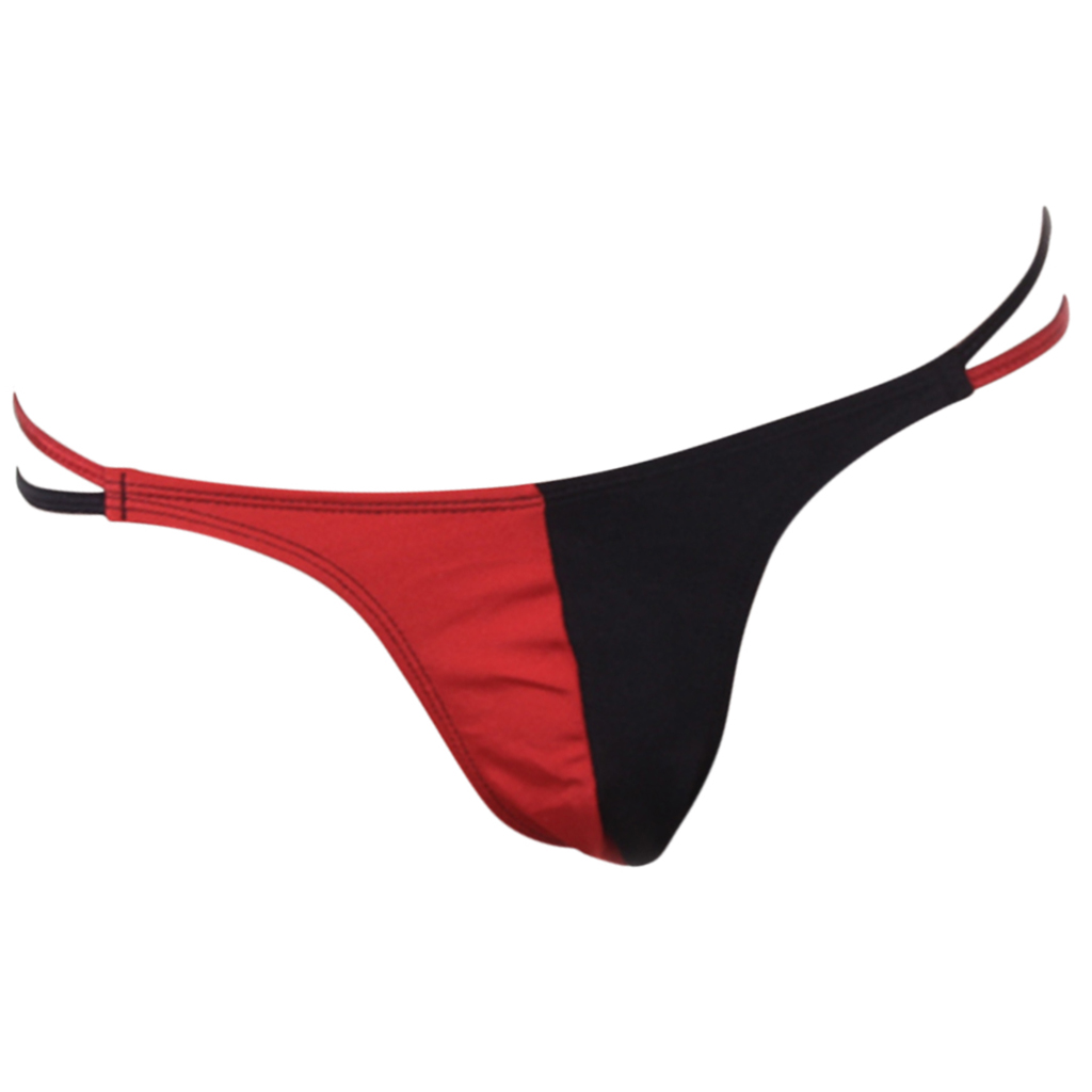 Mens T Back Stretch Pouch Thong Underwear G-string - Red and Black