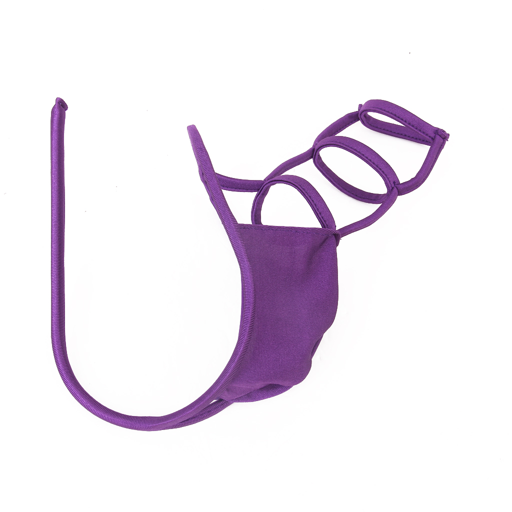 Men's Sexy Wired Presentation C-String Lingerie Underwear Thong -Purple