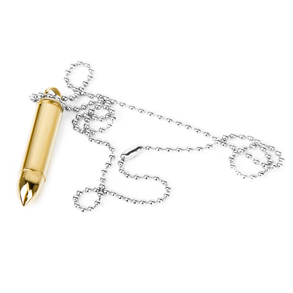 Cremation Urn Ash Holder Pill Case Vial Bullet Pendant Necklace Gold1