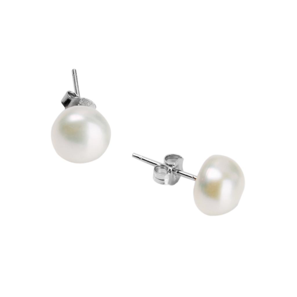 9-10mm 925 Silver Cultured Freshwater Pearls Earring Studs Bridal Wedding