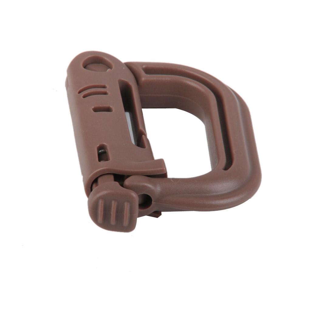 10pcs D-ring tactical molle Locking webbing buckle carabiner Climbing -Brown