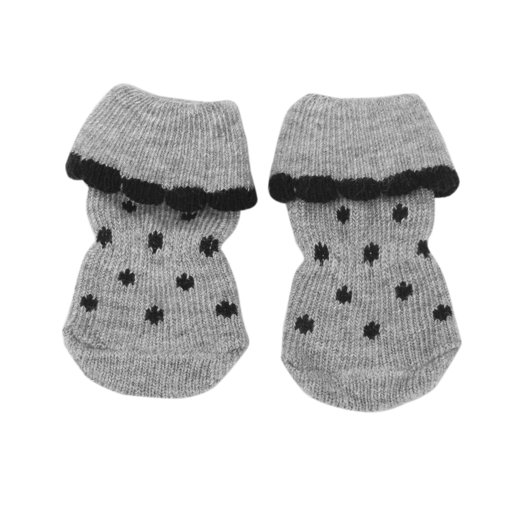 Black Dots Pet Dog Puppy Cat Shoes Slippers Non-Slip Socks with Paw Prints S