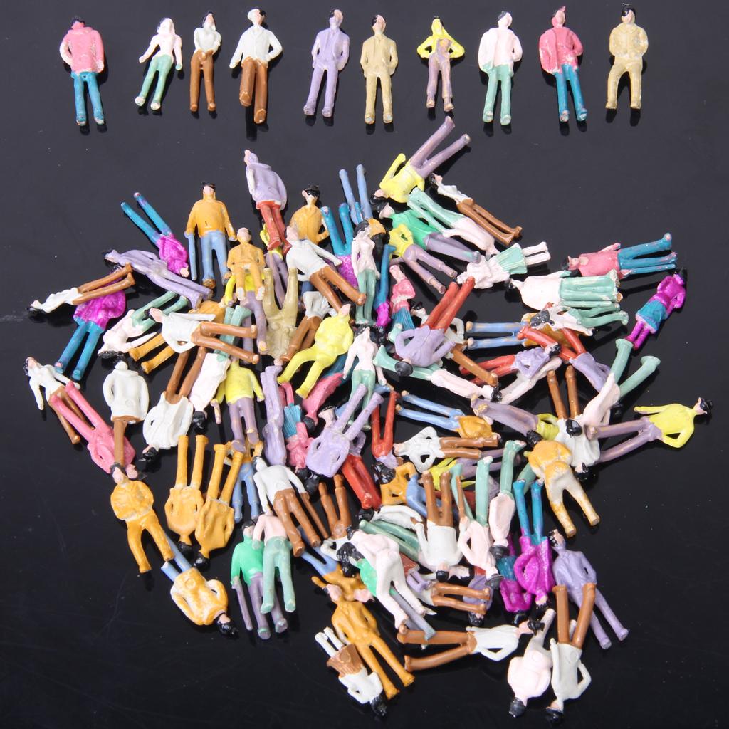 New 100pcs Painted Model Train People Figures Scale (1 to 75) P75-15
