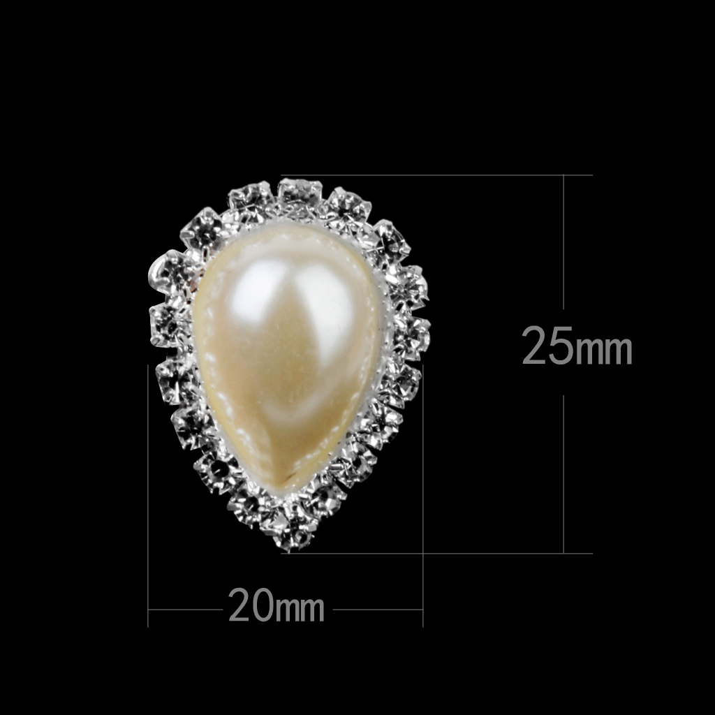 20x Oval/Teardrop Crystal Wedding Topper Stick On Pearl Button Flatback 20x25mm 