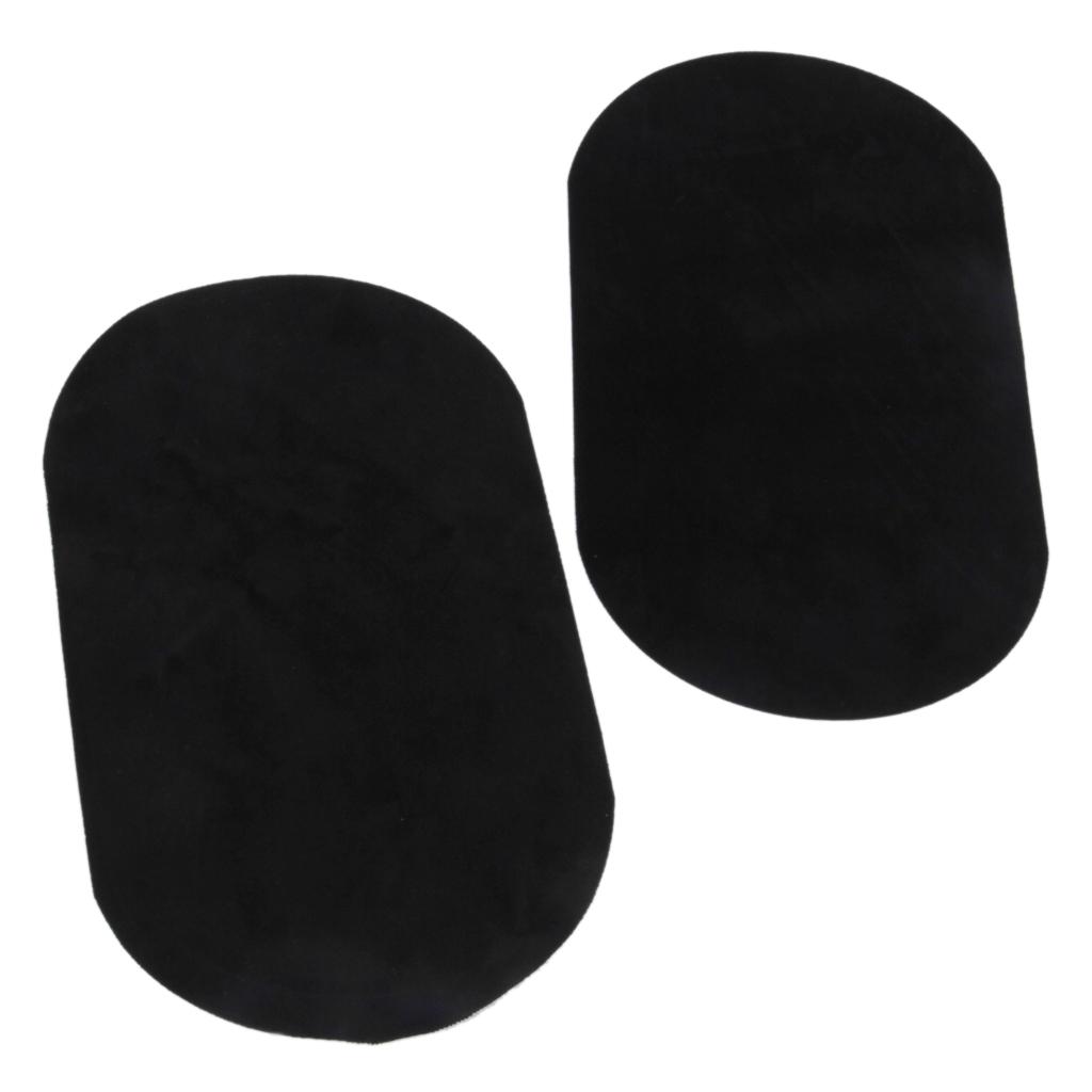 4xPair of Oval Flocking Fabric Iron on Elbow Knee Patches Black 18x11cm   
